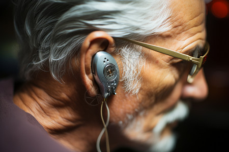 辅助听力障碍的老人图片