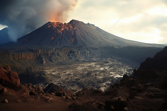 火山喷发中的景观图片