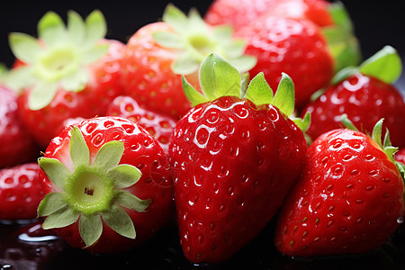 新鲜多汁的草莓背景图片