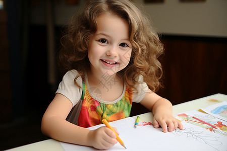快乐的孩子绘画时刻背景图片