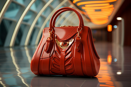 设计感女士红色手提包背景图片