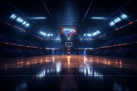 篮球场上的光影图片