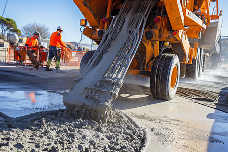 道路修建卡车正在修建道路背景