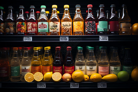 超市货架上各式各样的饮料图片