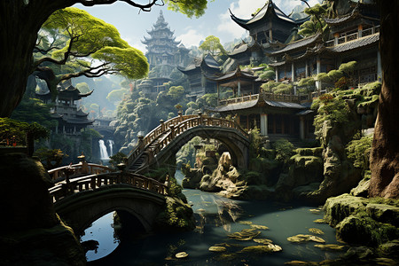美丽的中国园林背景图片