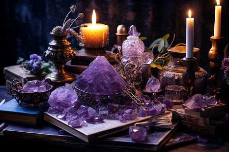 紫色水晶古典烛台高清图片