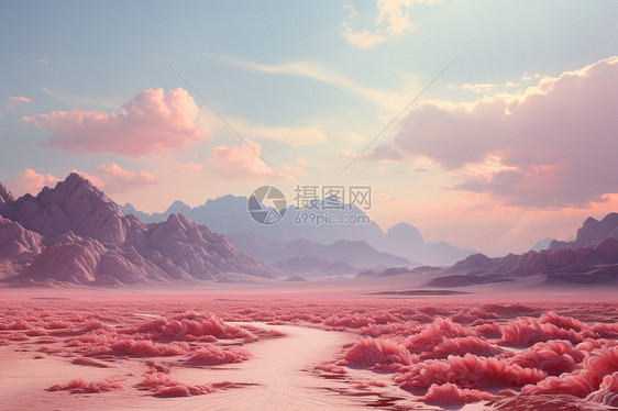 梦幻的粉色沙漠图片