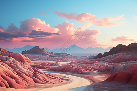 柔和的粉红色沙漠背景图片