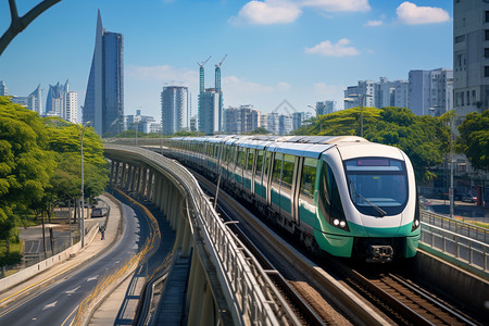 大连城市风景现代轨道交通背景