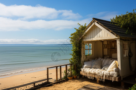 海边度假的小木屋图片