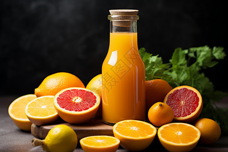 新鲜的橙子和橙汁图片