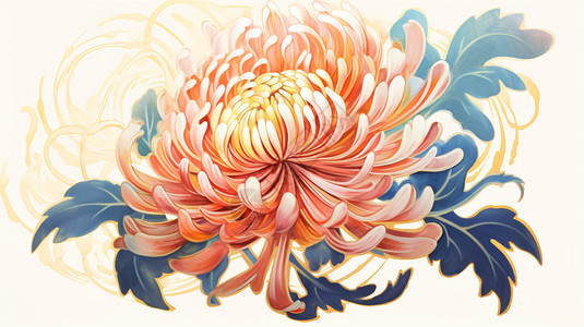 精致素雅的菊花手绘插图背景图片