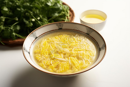 玉米面条一碗玉米汤面背景