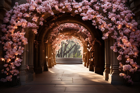 浪漫的拱门长廊高清图片