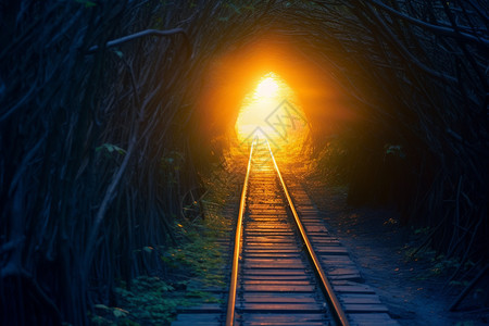 丛林中的火车隧道图片