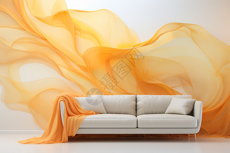 流动的橙黄色波浪空间设计图片