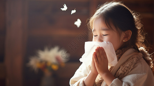 感冒大鼻涕的小女孩图片