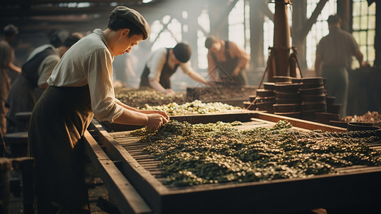 仿古茶的工艺流程高清图片