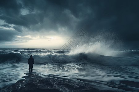 暴风雨海洋场景的AR技术图片