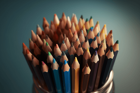 艺术绘画工具的彩色铅笔高清图片