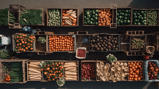 农贸市场摊位上的新鲜蔬果图片
