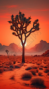 沙漠里的松树图片