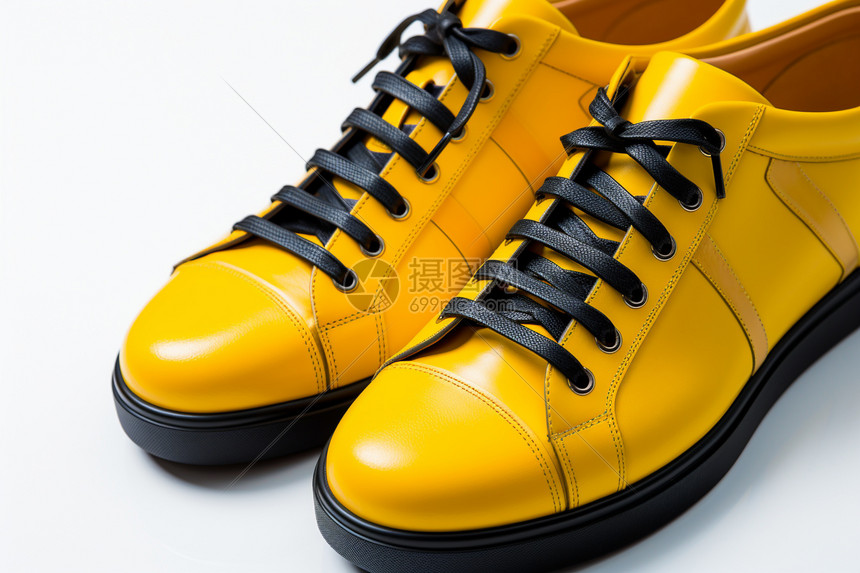 黄色的皮革鞋子图片