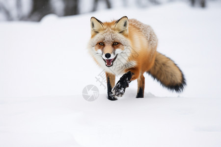 雪地里出没的狐狸背景图片