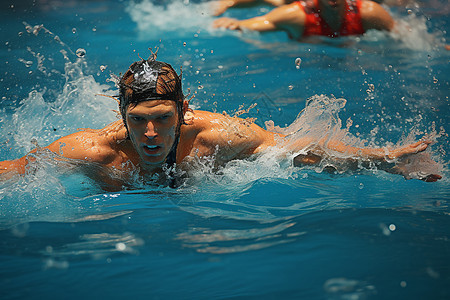 运动员在水中游泳图片