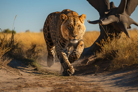 草原奔跑的猎豹图片