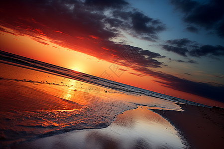 沙滩上绚丽的黄昏图片