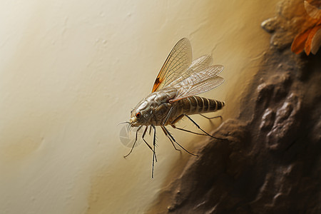 光滑墙壁上的蚊子高清图片