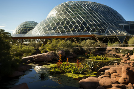 庐山植物园玻璃建筑背景