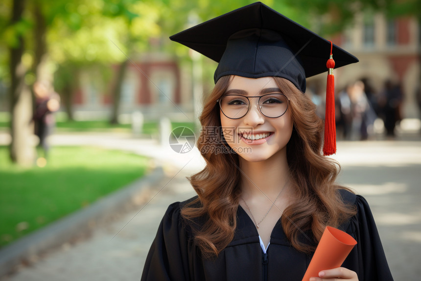 参加毕业典礼的女大学生图片