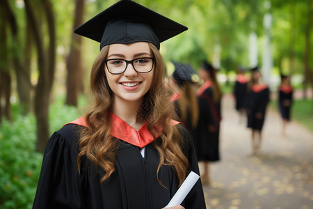 穿学士服的女大学生图片