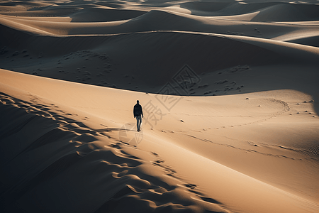 在沙漠流沙中跋涉高清图片