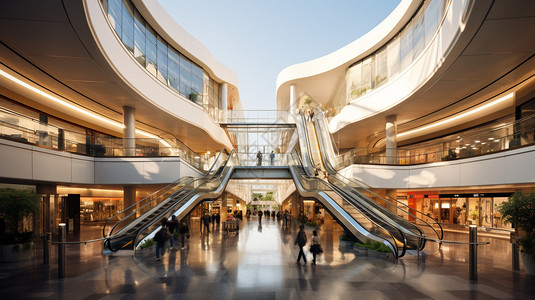 大购物有自动扶梯的大商场背景