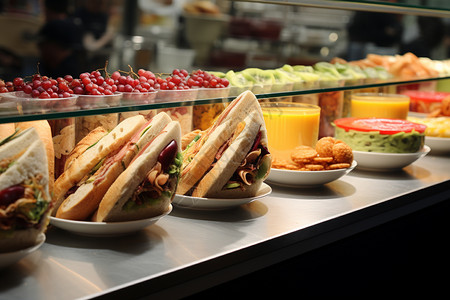 自助餐厅中的三明治图片
