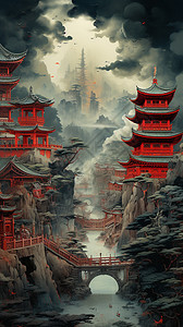 中国古代的红色宝塔图片