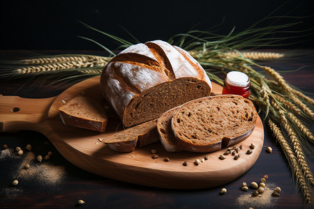 餐桌上的小麦面包图片