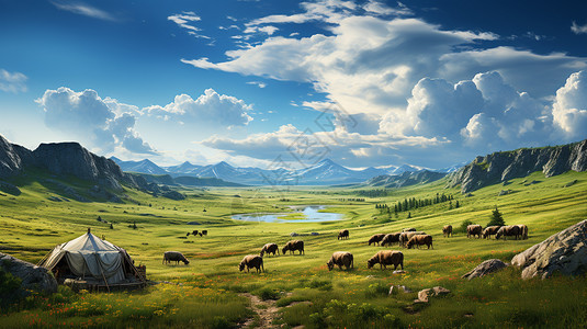 呼伦贝尔草原的蒙古包图片
