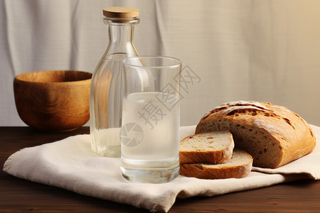 面包和矿泉水图片