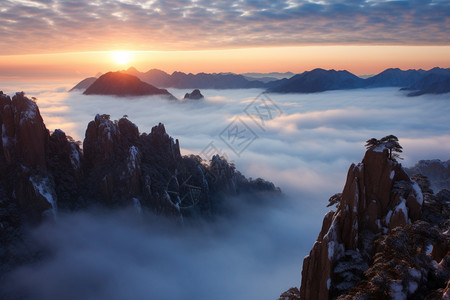 黄山毛尖安徽的黄山景点背景