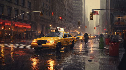 黄色的出租车图片
