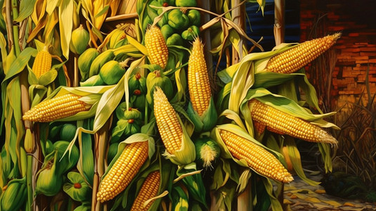 成熟玉米的插画图片