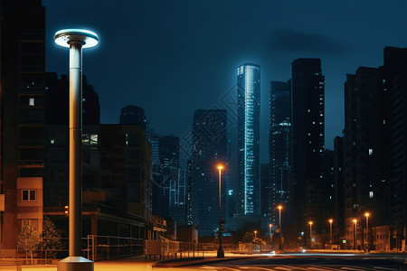夜幕下的城市街景图片