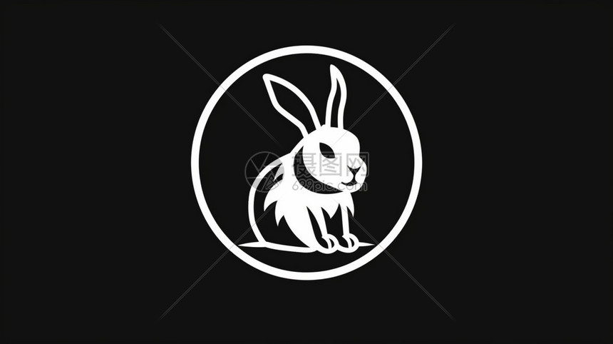 黑白的兔子标志图片