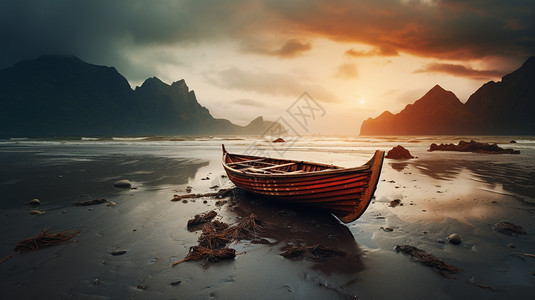 海边的小木船图片