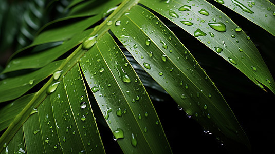 雨后的棕榈叶背景图片