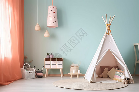 现代儿童房设计小帐篷高清图片